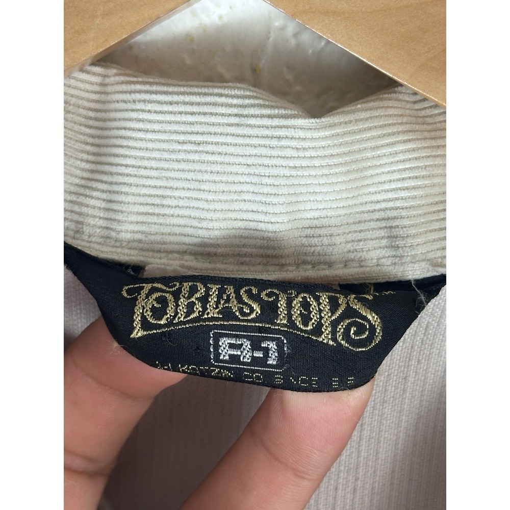 Vintage 70s Tobias Tops Corduroy Jacket Cream Beige Workwear Distressed 1970s - Picture 5 of 15